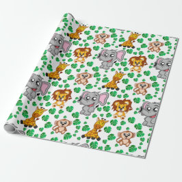 Niedlich Safari Animal Cartoon Jungle Patches Gebu Geschenkpapier