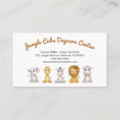 Niedlich Safari Animal Child Daycare Babysitter Visitenkarte (Vorderseite)