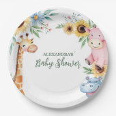 Niedlich Safari Animal Greenery Baby Dusche Pappteller (Vorderseite)