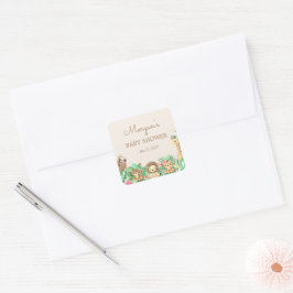 Niedlich Safari Animals Baby Dusche Quadratischer Aufkleber