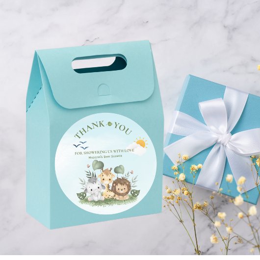 Niedlich Safari Animals Baby Dusche Runder Aufkleber