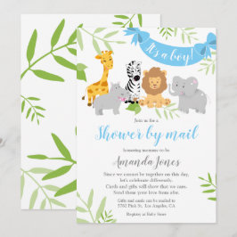 Niedlich Safari Animals Baby Shower Boy Einladung