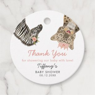Niedlich Safari Animals Girl Baby Duwer Fevor Tags Geschenkanhänger