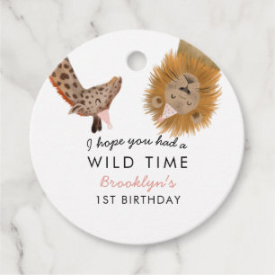 Niedlich Safari Animals Girl Geburtstagsparty Geschenkanhänger