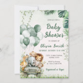 Niedlich Safari Animals Jungle Baby Dusche Einladung (Vorderseite)
