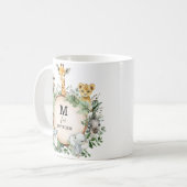Niedlich Safari Animals Jungle Greenery Boy Monogr Kaffeetasse (Vorderseite Links)