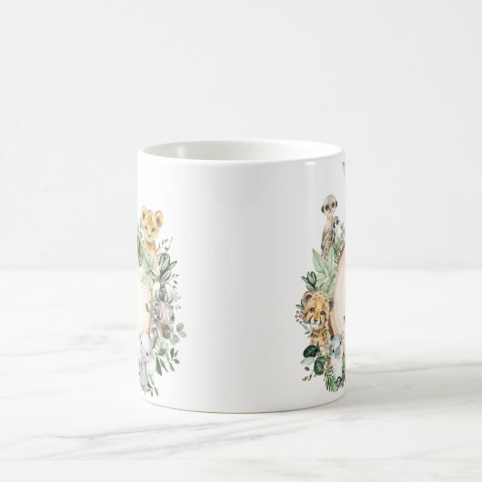 Niedlich Safari Animals Jungle Greenery Boy Monogr Kaffeetasse (Mittel)