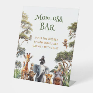 Niedlich Safari Animals Mama-osa Bar Baby Dusche Sockelschild