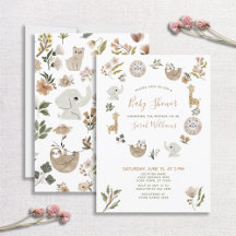 Niedlich Safari Animals Script Boho Baby Dusche