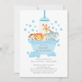 Niedlich Safari Animals Shower Boys Baby Einladung (Vorderseite)