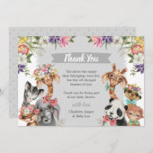 Niedlich Safari Animals Wild One Boy Baby Dusche D Dankeskarte (Vorne/Hinten)