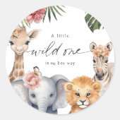 Niedlich Safari Baby Animals Girl Duwer Siegel Auf Runder Aufkleber (Vorderseite)