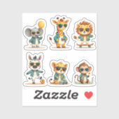 Niedlich Safari Baby Animals Sticker Sheet — Kawai (Blatt)