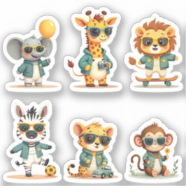 Niedlich Safari Baby Animals Sticker Sheet — Kawai