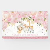 Niedlich Safari Baby Animes Rose Gold Blush Floral Banner (Horizontal)