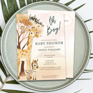 Niedlich Safari Baby Boy Babydusche Einladung
