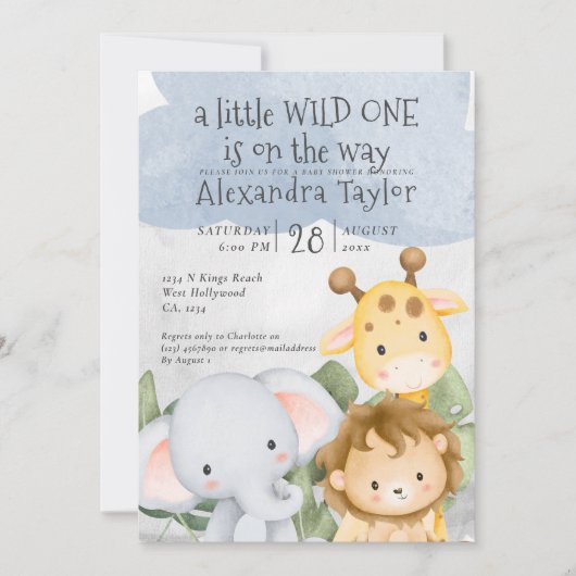 Niedlich Safari Baby Dusche Personalisiert Einladung (Vorderseite)