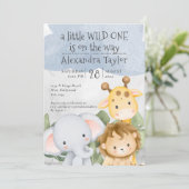 Niedlich Safari Baby Dusche Personalisiert Einladung (Stehend Vorderseite)