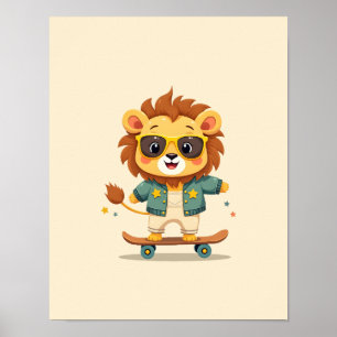 Niedlich Safari Baby Lion - Whimsisches Kinderzimm Poster