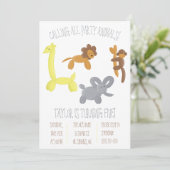 Niedlich Safari Ballon Tiere Geburtstagsparty Einladung (Stehend Vorderseite)