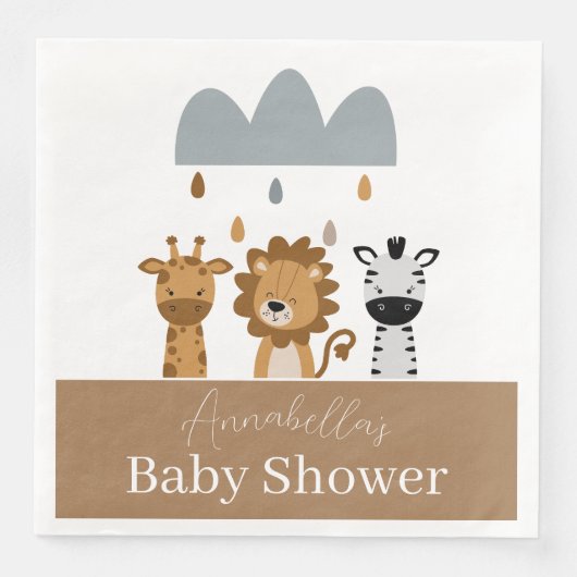 Niedlich Safari Boho Baby Animals Serviette (Vorderseite)