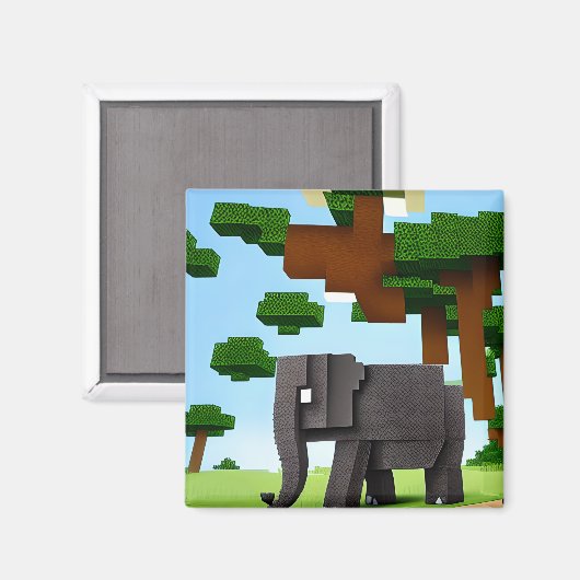 Niedlich Safari Elephant Pixel Art Magnet (Vorderseite/Rückseite)