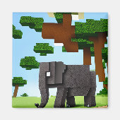 Niedlich Safari Elephant Pixel Art Magnet (Vorne)