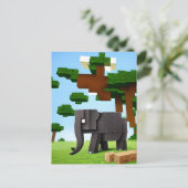Niedlich Safari Elephant Pixel Art Postkarte (Stehend Vorderseite)
