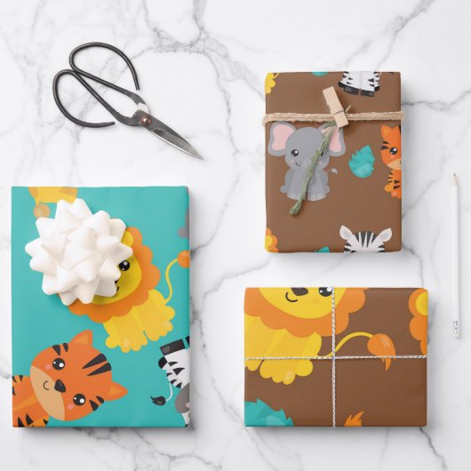 Niedlich Safari Geschenkpapier Set (Vorderseite)