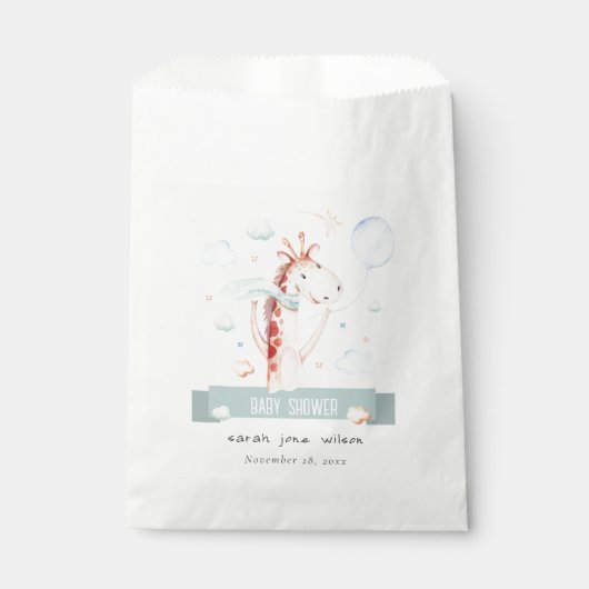 Niedlich Safari Giraffe Star Cloud Balloon Babydus Geschenktütchen (Vorderseite)