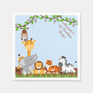 Niedlich Safari Jungle Animal Birthday Paper Napki Serviette