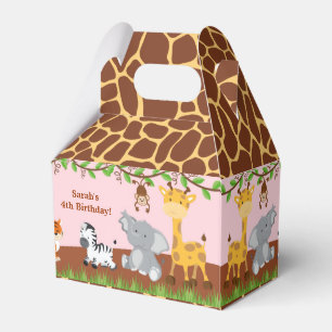 Niedlich Safari Jungle Animal Girl Gable Favor Box Geschenkschachtel