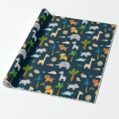 Niedlich Safari Jungle Animal Wild One Baby Dusche Geschenkpapier (Ungerollt)