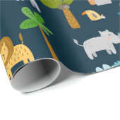 Niedlich Safari Jungle Animal Wild One Baby Dusche Geschenkpapier (Rolleneckpunkt)