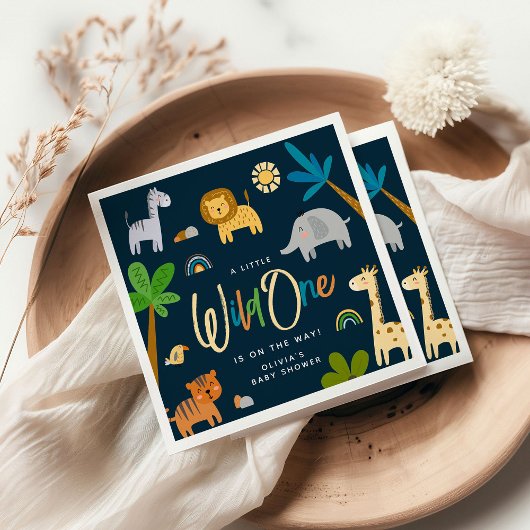 Niedlich Safari Jungle Animal Wild One Baby Dusche Serviette