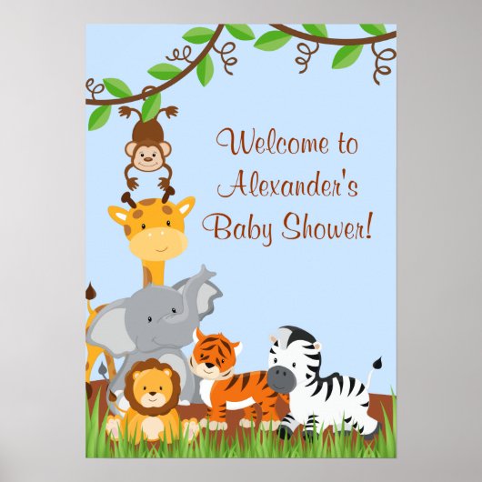Niedlich Safari Jungle Animals Baby Boy Shoster Poster (Vorne)