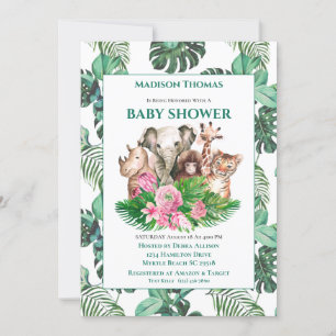 Niedlich Safari Jungle Animals Baby Dusche Einladung