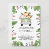 Niedlich Safari Jungle Animals Baby Dusche Einladung (Vorderseite)