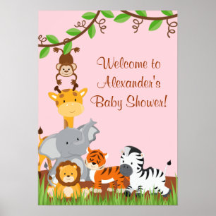 Niedlich Safari Jungle Animals Baby Girl Duster Po Poster