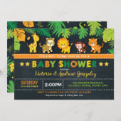 Niedlich Safari Jungle Animals Boy Baby Dusche Einladung (Vorne/Hinten)