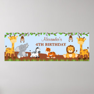 Niedlich Safari Jungle Animals Geburtstagsparty Ba Poster