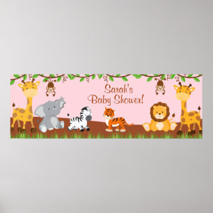 Niedlich Safari Jungle Animals Girl Baby Showbanne Poster