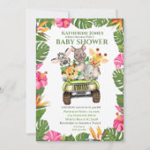 Niedlich Safari Jungle Animals Kinderdusche Einlad Einladung (Vorderseite)
