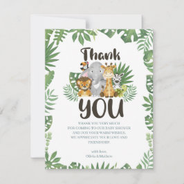 Niedlich Safari Jungle Baby Animals  Dankeskarte