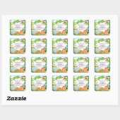 Niedlich Safari Jungle Baby Dusche Gefallen Sticke Quadratischer Aufkleber (Blatt)