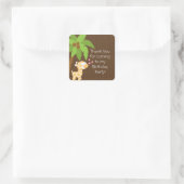 Niedlich Safari Jungle Giraffe Geburtstagsparty Quadratischer Aufkleber (Tasche)