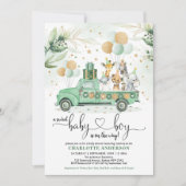 Niedlich Safari Jungle Greenery Wild Animals Baby Einladung (Vorderseite)