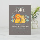 Niedlich Safari Jungle Lion Baby Dusche Einladung (Stehend Vorderseite)