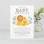 Niedlich Safari Jungle Lion Virtual Boy Baby Dusch Einladung (Stehend Vorderseite)