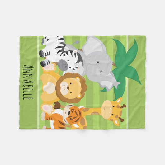 Niedlich Safari Jungle Lion Zebra Tiger Giraffe Ti Fleecedecke (Vorderseite (Horizontal))